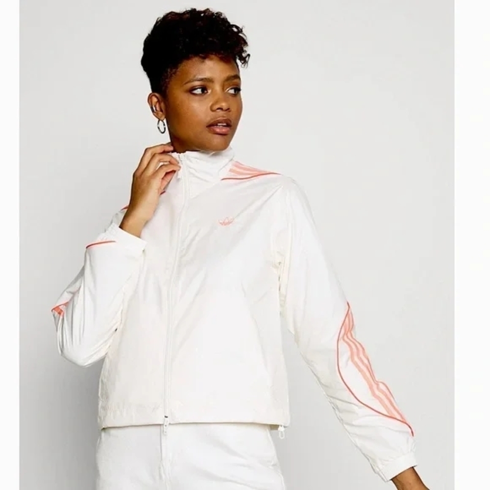 Adidas Women's Cream and Peach Track Jacket
